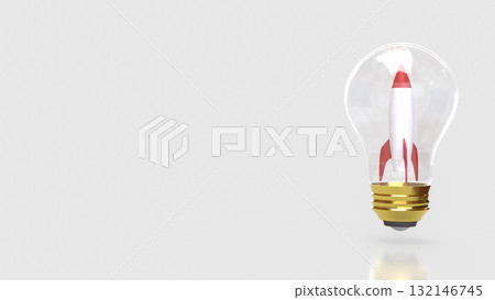 The Rocket in light bulb for Business concept 3d Rendering. The Rocket in light bulb for Business concept 3d Rendering. 132146745