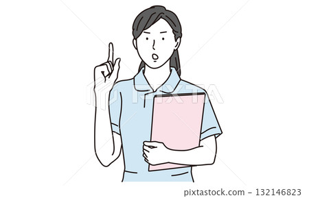 一名身穿白大褂的護士發出警告的插圖 132146823