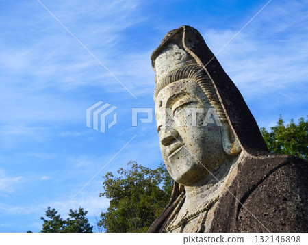 Buddha statue against the blue sky 132146898