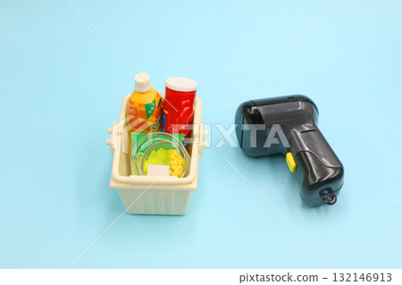 Barcode reader and items in the cart 132146913