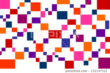 Geometric pattern, squares, pink, orange, red, white background Geometric pattern, squares, pink, orange, red, white background 132147322