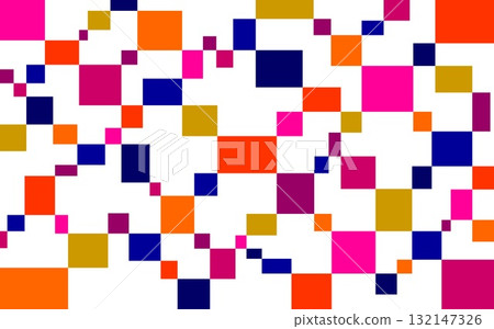 Geometric pattern, squares, pink, orange, white background Geometric pattern, squares, pink, orange, white background 132147326