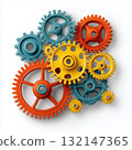 Gear colorful wheels isolated on white background PNG transparent clipart. 132147365