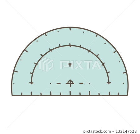學校用品系列:量角器插畫 學校用品系列:量角器插畫 132147528