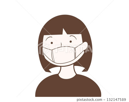 Illustration of a woman wearing a simple mask (brown) Illustration of a woman wearing a simple mask (brown) 132147589