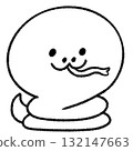 Cute and relaxed hand-drawn illustration of the zodiac snake (monochrome) 132147663