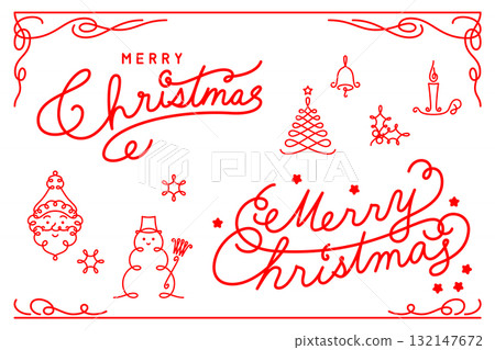 Christmas line drawing illustration set 132147672