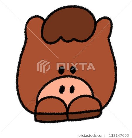Cute and relaxed hand-drawn illustration of the zodiac horse 132147693
