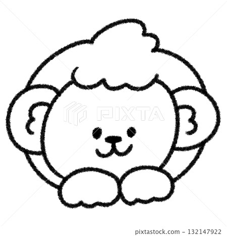Cute and relaxed hand-drawn illustration of the zodiac monkey (monochrome) 132147922