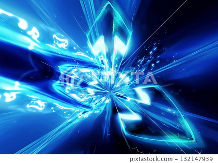 3d illustration of countless abstract blue light arrows moving in technology concept 132147939