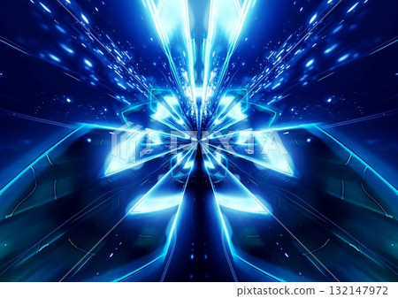 3d illustration of countless abstract blue light arrows moving upwards in a technology concept 132147972