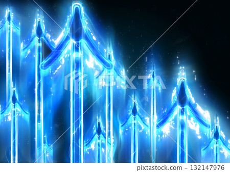3d illustration of countless abstract blue light arrows moving upwards in a technology concept 132147976