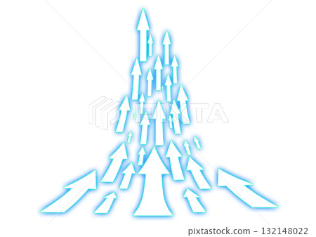 3d illustration of countless abstract blue light arrows moving upwards in a technology concept 132148022