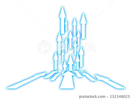 3d illustration of countless abstract blue light arrows moving upwards in a technology concept 132148023