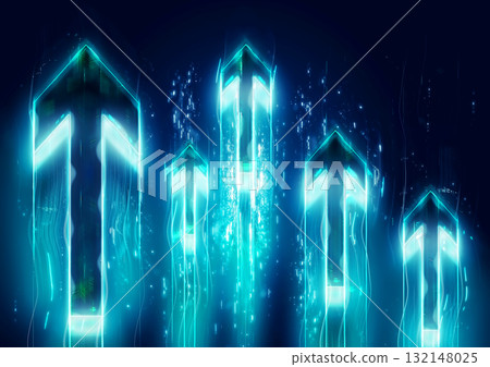 3d illustration of countless abstract blue light arrows moving upwards in a technology concept 3d illustration of countless abstract blue light arrows moving upwards in a technology concept 132148025