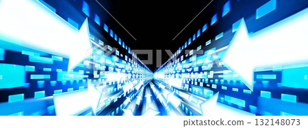 3d illustration of countless abstract blue light arrows moving upwards in a technology concept 132148073