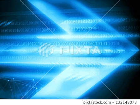 無數抽象的藍色光箭在技術概念中向上移動的 3D 插圖 無數抽象的藍色光箭在技術概念中向上移動的 3D 插圖 132148078