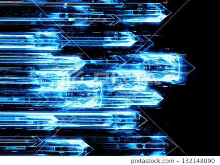 3d illustration of countless abstract blue light arrows moving upwards in a technology concept 132148090