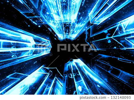 3d illustration of countless abstract blue light arrows moving upwards in a technology concept 132148093
