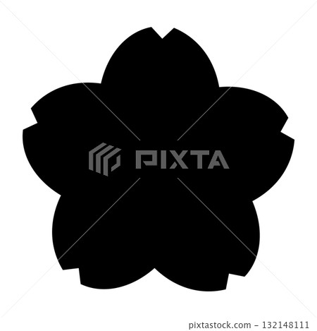 Illustration material of a cherry blossom flower frame, black silhouette, monochrome icon 132148111