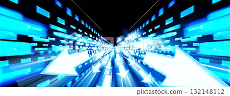 無數抽象的藍色光箭在技術概念中向上移動的 3D 插圖 無數抽象的藍色光箭在技術概念中向上移動的 3D 插圖 132148112