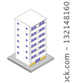 Two-tone isometric Japanese apartment building line drawing icon material 132148160
