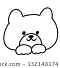 Cute and relaxed hand-drawn illustration of a zodiac dog (monochrome) 132148174