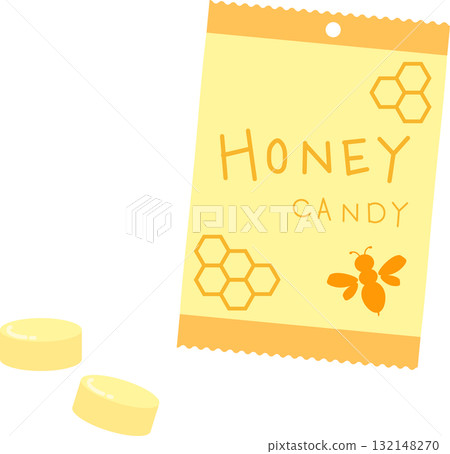 Illustration material of honey candy perfect for preventing colds 132148270