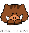 Cute and relaxed hand-drawn illustration of the zodiac boar 132148272