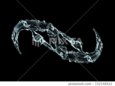 3d illustration of abstract blue water splash on black background 132148422