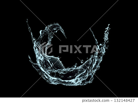 3d illustration of abstract blue water splash on black background 3d illustration of abstract blue water splash on black background 132148427