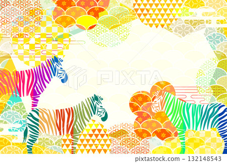 馬年賀卡十二生肖背景 132148543