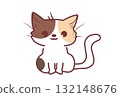 Cute calico cat illustration 132148676