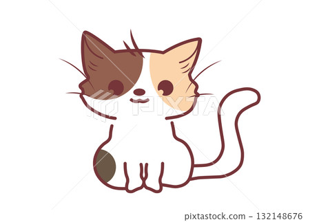 可愛的花斑貓插圖 132148676