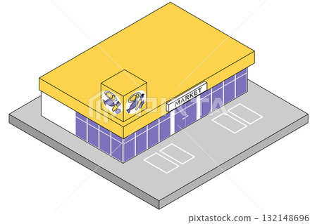 等距日本超市雙色建築圖示素材 等距日本超市雙色建築圖示素材 132148696