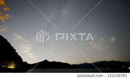 Moonlit lake surface and Milky Way Moonlit lake surface and Milky Way 132148763