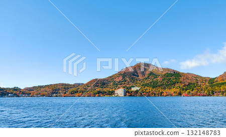 Mount Haruna, Lake Haruna, and Mount Kamikabe (Autumn) 132148783
