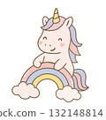 Cute unicorn with rainbow 132148814