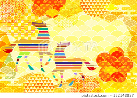 馬年賀卡十二生肖背景 132148857