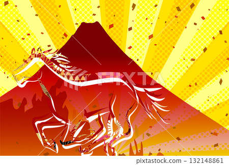 Horse New Year's card zodiac background 132148861