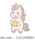 Cute unicorn with star 132148893