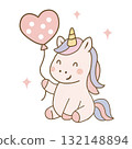 Cute unicorn with balloon 132148894