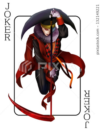 Realistic playing card joker 132149221
