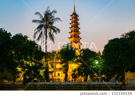 Tran Quoc Pagoda at dusk, Hanoi, Vietnam Tran Quoc Pagoda at dusk, Hanoi, Vietnam 132149339