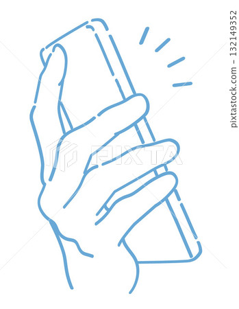 手拿著智慧型手機向量插圖。 132149352