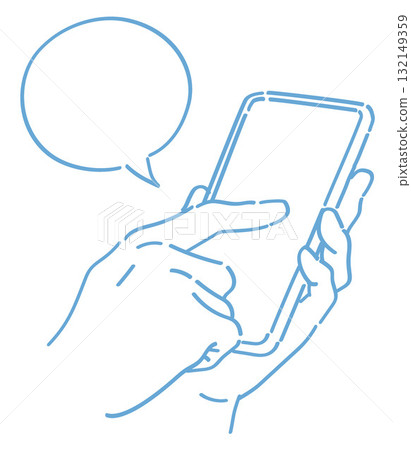 Hand holding a smartphone. Vector illustration. Hand holding a smartphone. Vector illustration. 132149359