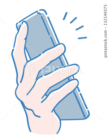 Hand holding a smartphone. Vector illustration. Hand holding a smartphone. Vector illustration. 132149373
