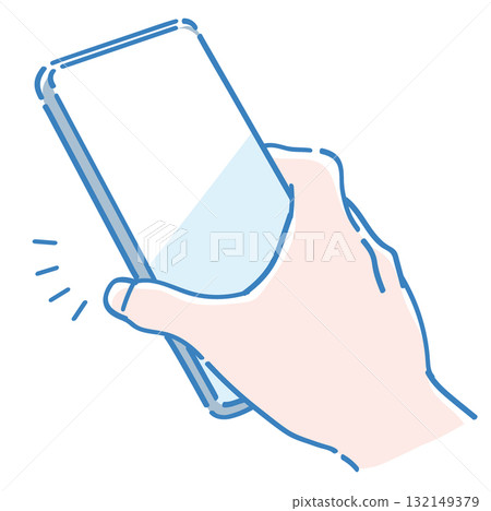 Hand holding a smartphone. Vector illustration. Hand holding a smartphone. Vector illustration. 132149379