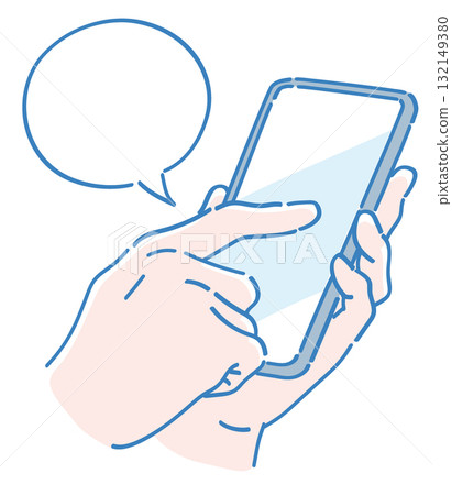 Hand holding a smartphone. Vector illustration. Hand holding a smartphone. Vector illustration. 132149380