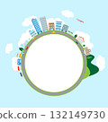城市景觀圓框插圖 132149730